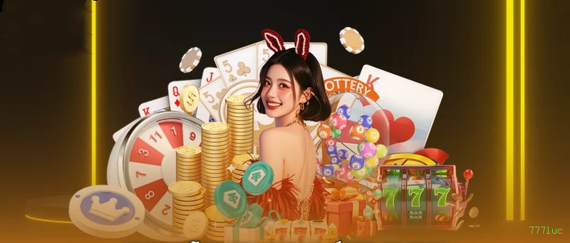 Imagem promocional do cassino online da 777luc mostrando jogos ao vivo